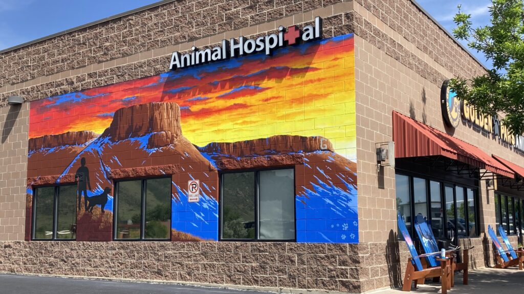 golden paws animal hospital mural colorado
